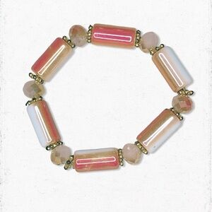 6114gc. Iridescent Orange Stretch Bracelet